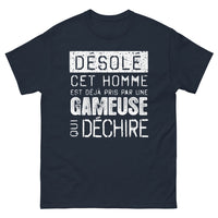 Thumbnail for T-shirt gamer bleu marine - Désolé, cet homme est pris par une gameuse