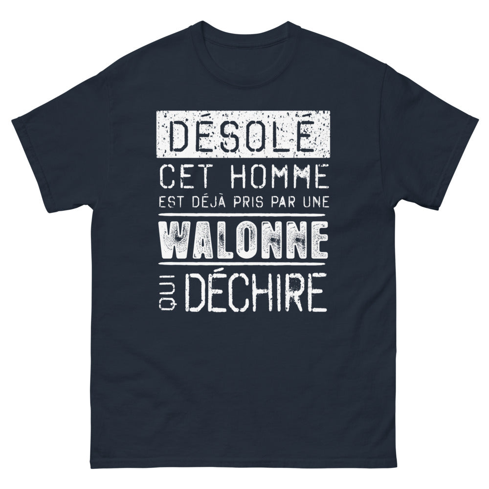 T-shirt Wallonie bleu marine - Désolé, déjà pris par une Wallonne
