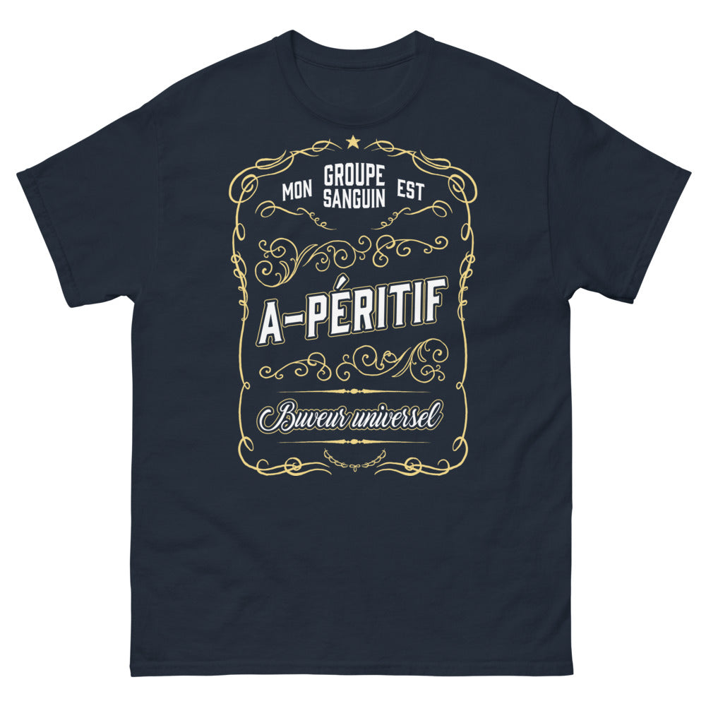 T-shirt apéro bleu marine - Buveur universel, groupe A-péritif
