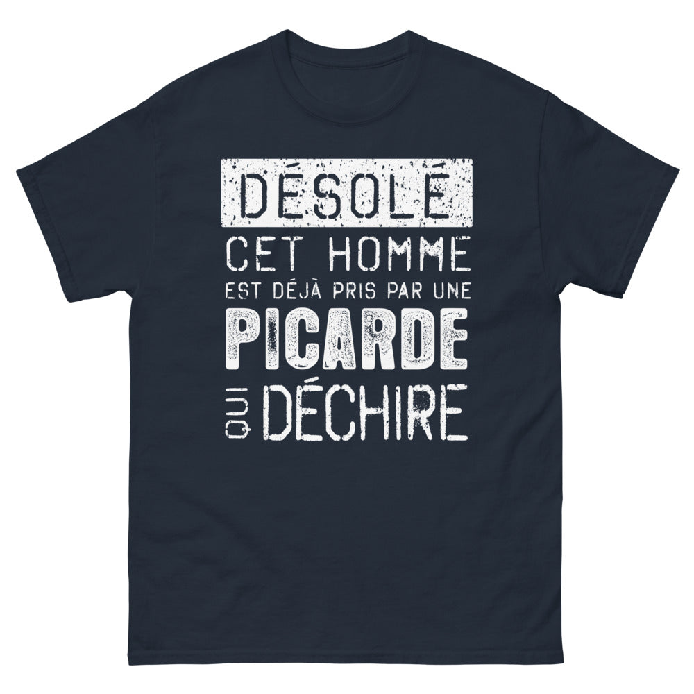 T-shirt Picardie bleu marine - Cet homme est pris par une Picarde