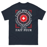 Thumbnail for T-shirt politique bleu marine - J'aime mon pays, peur du gouvernement