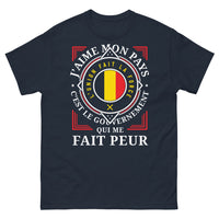 Thumbnail for T-shirt France bleu marine - J'aime mon pays, l'union fait la force, c'est le gouvernement qui me fait peur