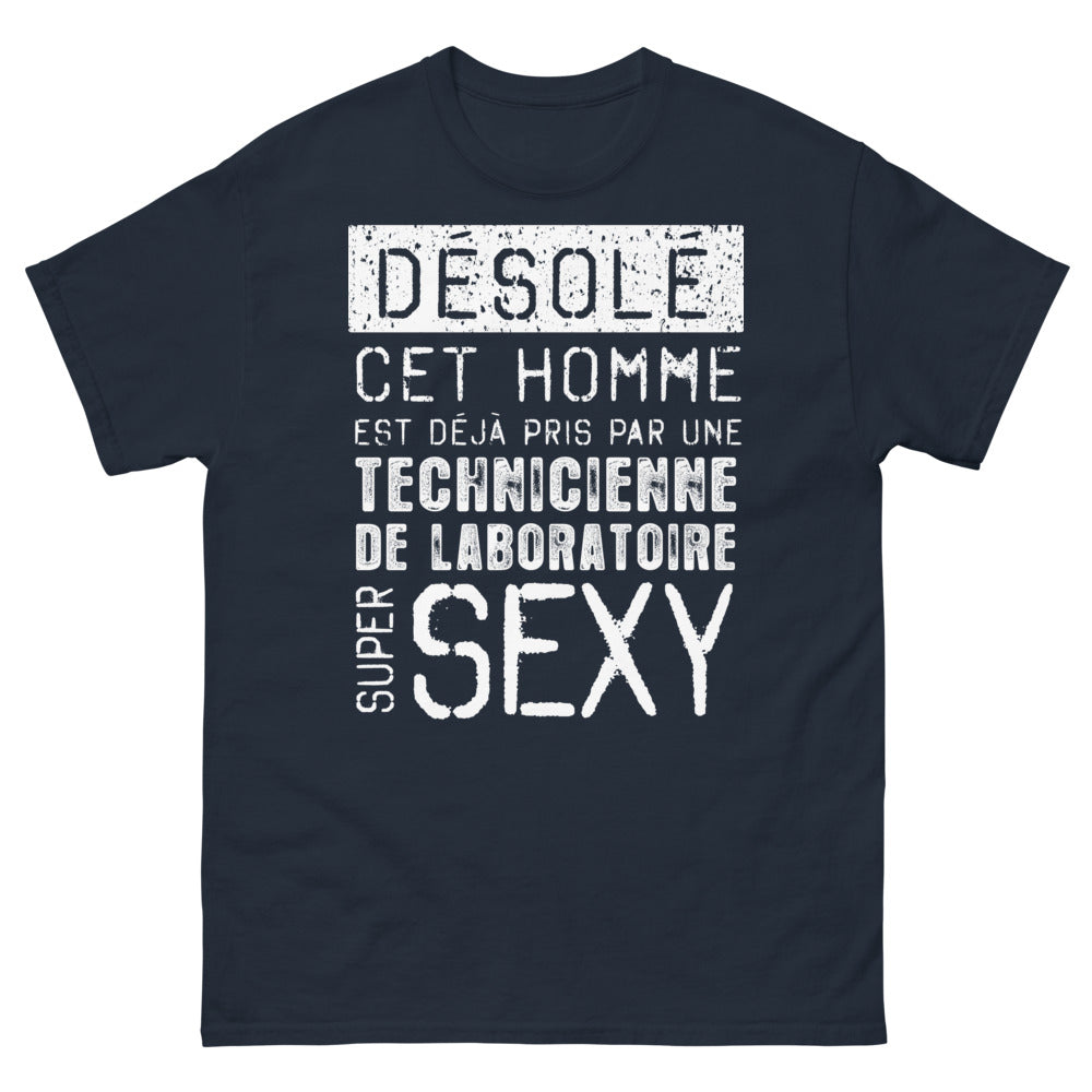 T-shirt technicienne de laboratoire bleu marine - Désolé, déjà pris par une technicienne de labo