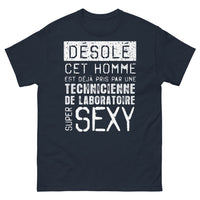Thumbnail for T-shirt technicienne de laboratoire bleu marine - Désolé, déjà pris par une technicienne de labo