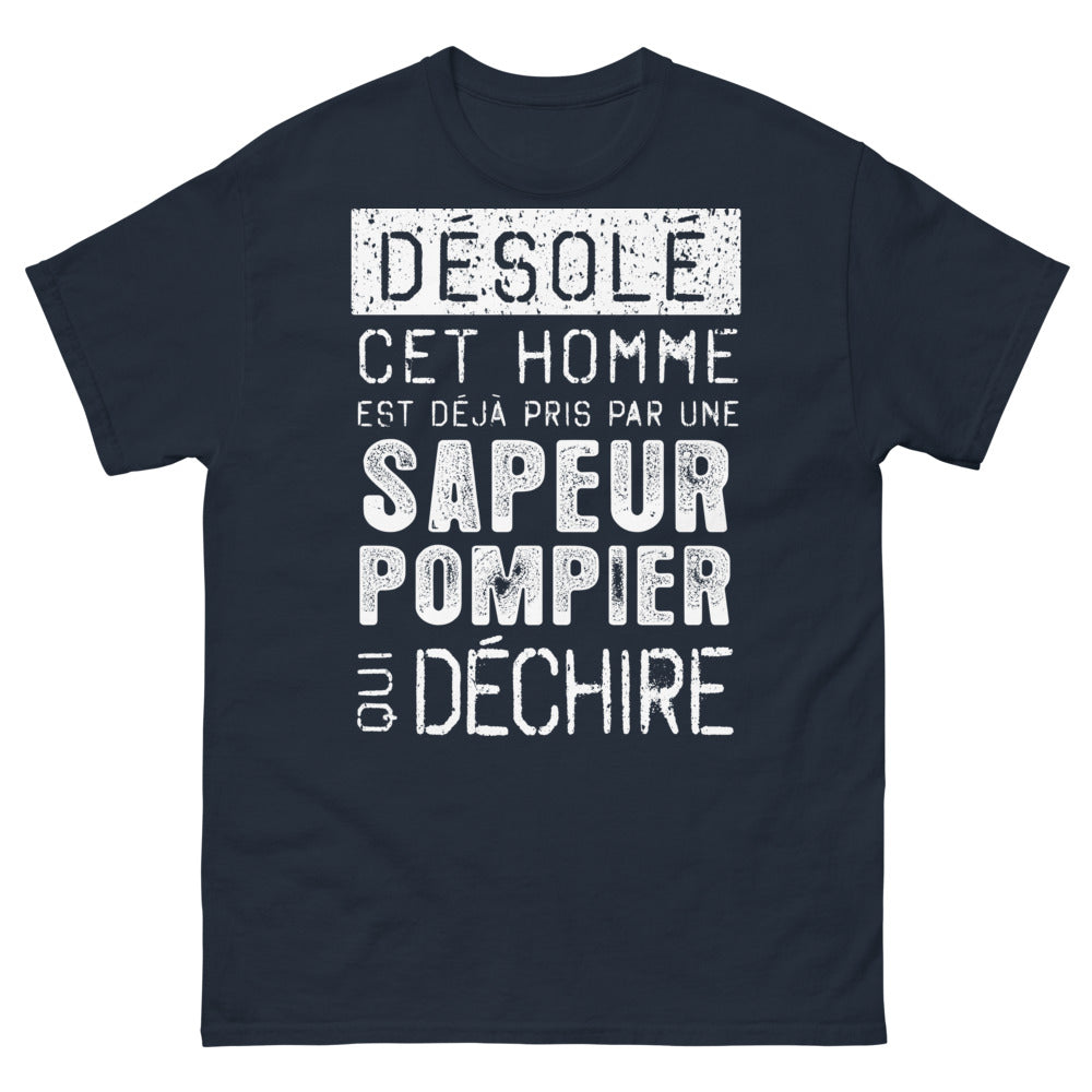 T-shirt Sapeur-Pompier marine - Déjà pris par une sapeur-pompier déchiré