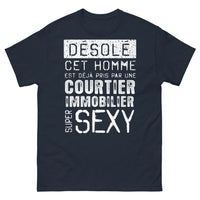 Thumbnail for T-shirt humour immobilier bleu marine - Désolé, cet homme est déjà pris