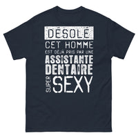 Thumbnail for T-shirt Assistante dentaire bleu marine - Désolé, cet homme est déjà pris