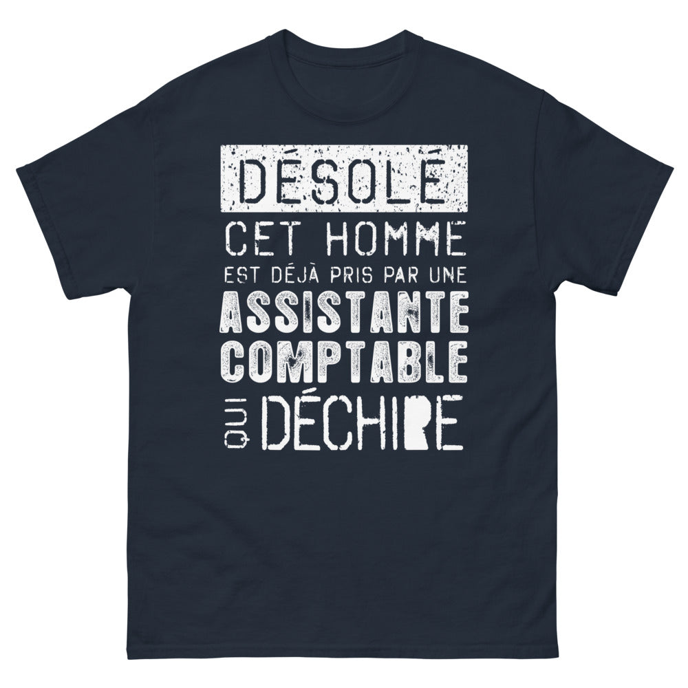 T-shirt assistante comptable marine - désolé, cet homme est déjà pris