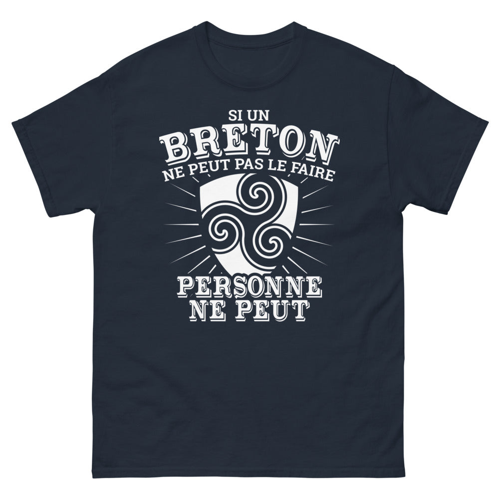 T-shirt Bretagne bleu marine - Si un Breton ne peut pas le faire
