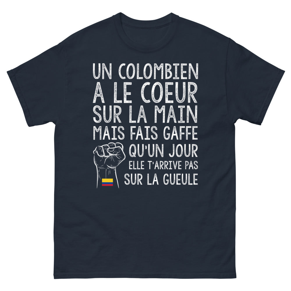 T-shirt Colombie bleu marine - Grand cœur, mais sait se défendre