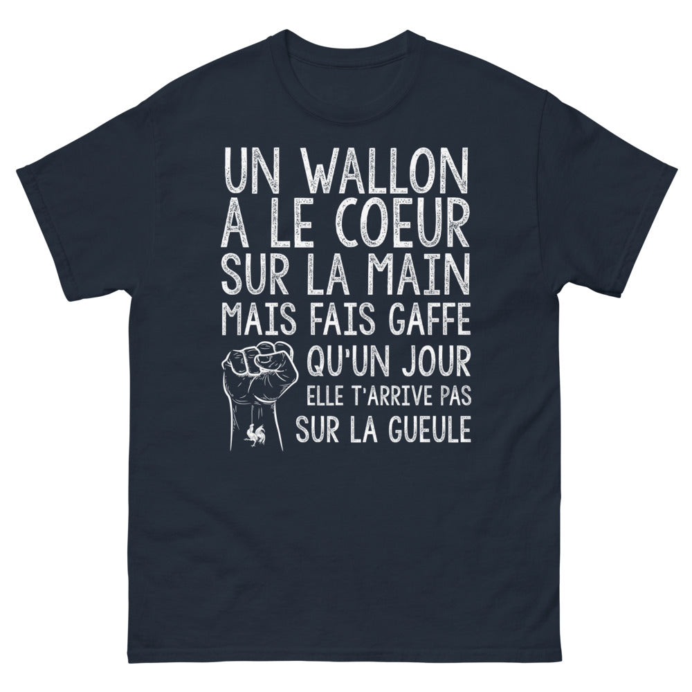 T-shirt Wallon marine - Un wallon a le cœur sur la main