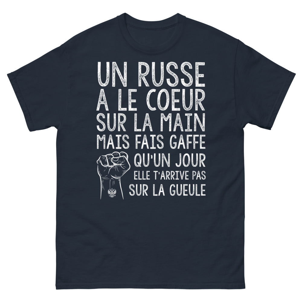 T-shirt Russie bleu marine - Un Russe au cœur sur la main