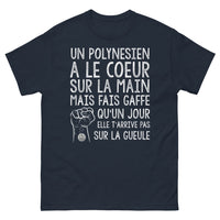 Thumbnail for T-shirt Polynésie bleu marine - Un Polynésien a le cœur sur la main
