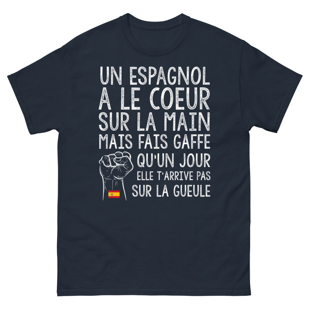 T-shirt Espagne bleu marine - Espagnol au cœur sur la main