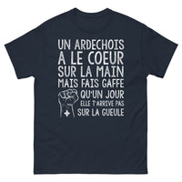Thumbnail for T-shirt Ardèche bleu marine - Grand cœur, mais gare !