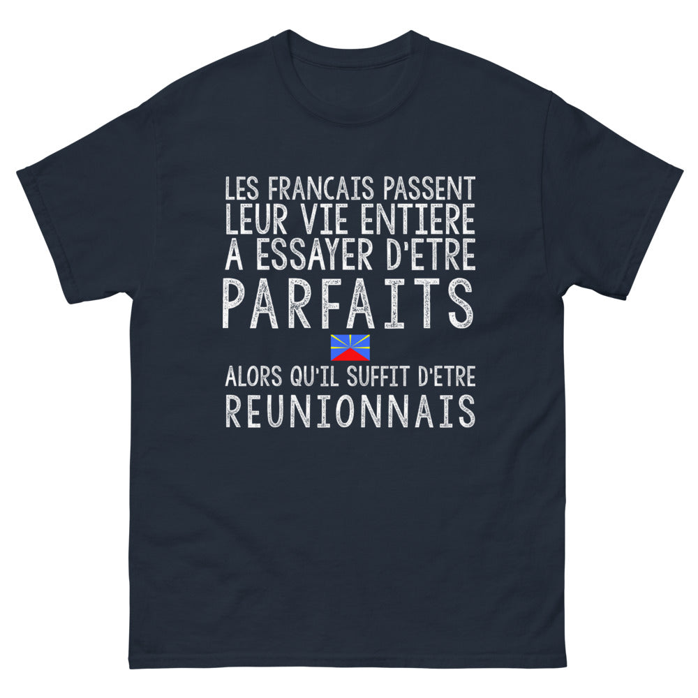 T-shirt Réunion bleu marine - Les Français et la perfection