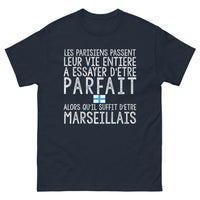 Thumbnail for T-shirt Parisiens vs Marseillais marine - Les Parisiens leur vie entière, suffit d'être Marseillais