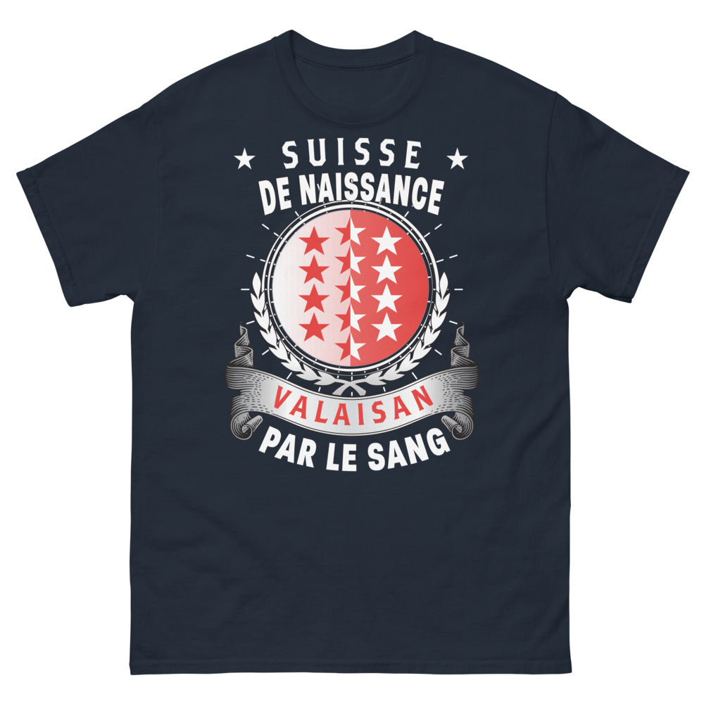 T-shirt Valais marine - Valaisan de naissance, fier de l'être