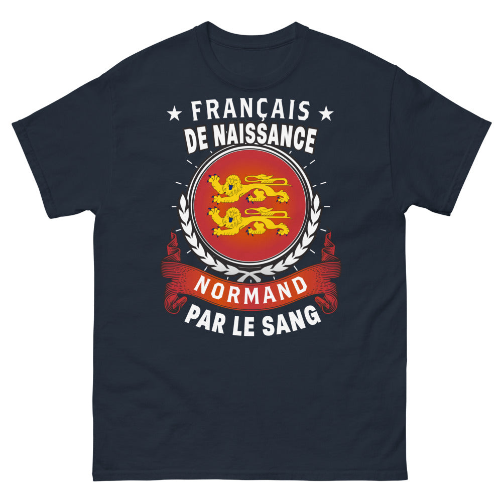 T-shirt Normandie bleu marine - Français de naissance, Normand par le sang