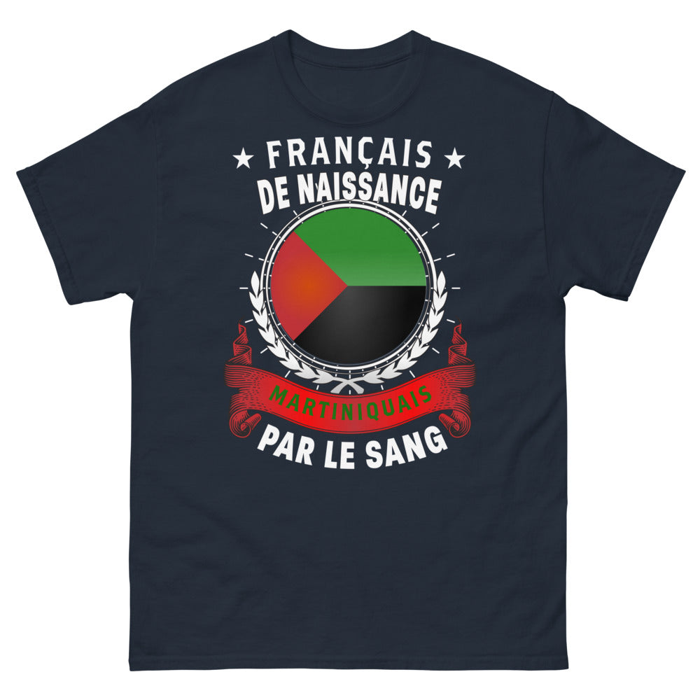 T-shirt Martinique bleu marine - Français de naissance, Martiniquais par le sang