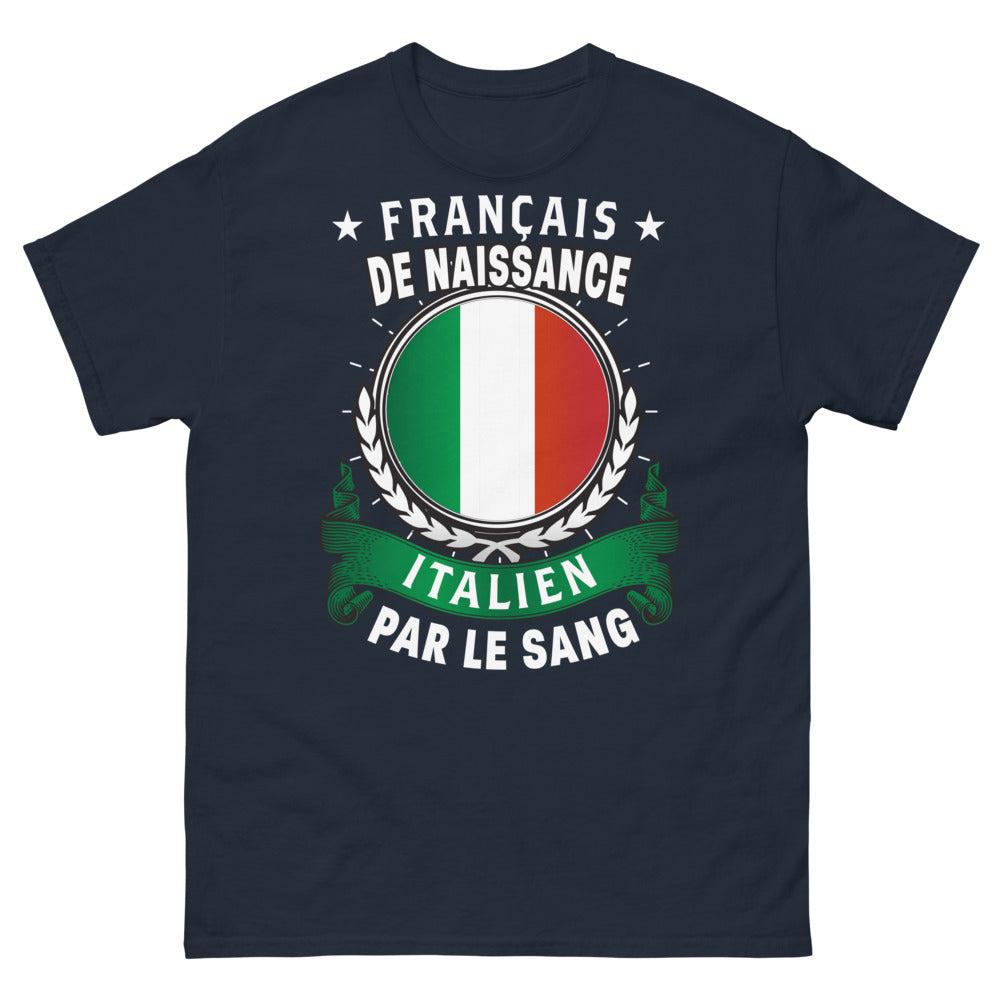 T-shirt Franco-Italien bleu marine - Français de naissance, Italien par le sang
