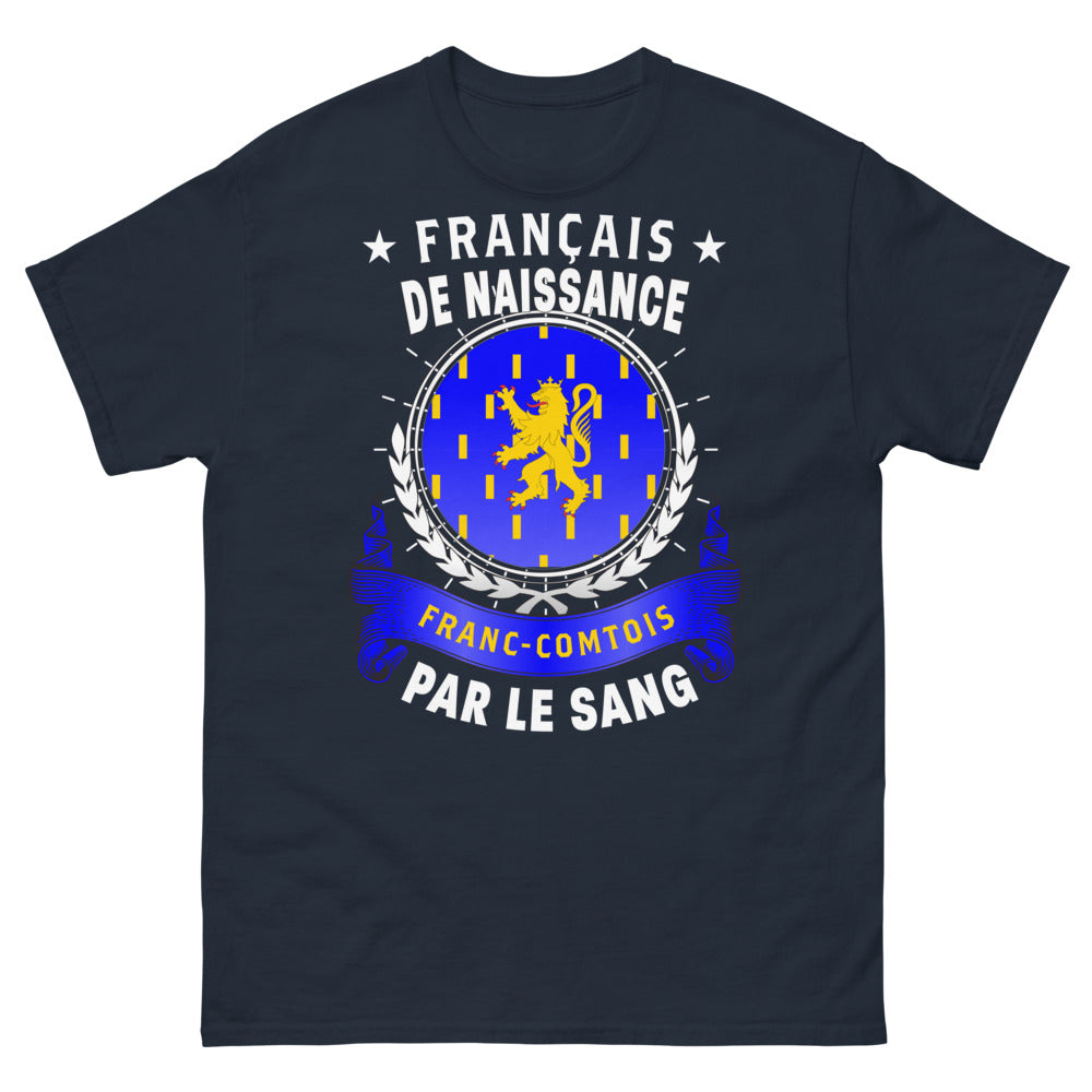 T-shirt Franc-Comtois bleu marine - Français de naissance, par le sang
