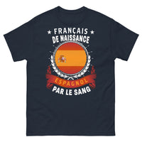 Thumbnail for T-shirt franco-espagnol bleu marine - Français de naissance, Espagnol par le sang