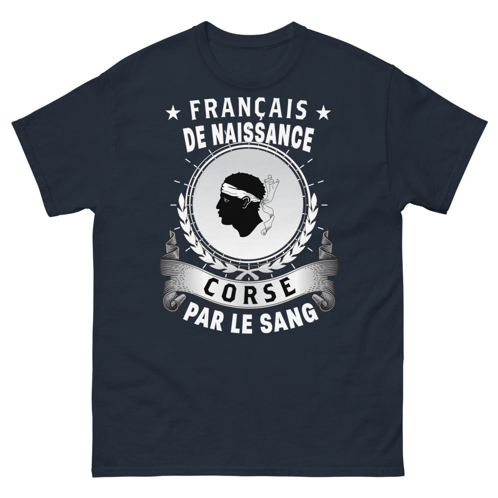 T-shirt Corse bleu marine - Français de naissance, Corse par le sang