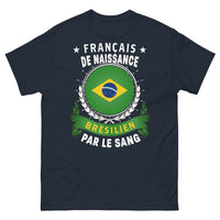 Thumbnail for T-shirt France Brésil bleu marine - Français de naissance, Brésilien par le sang