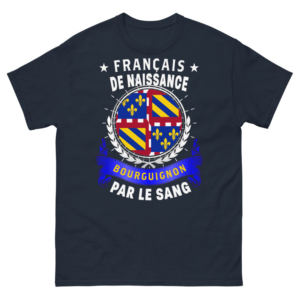 T-shirt Bourgogne marine - Français de naissance, bourguignon par le sang