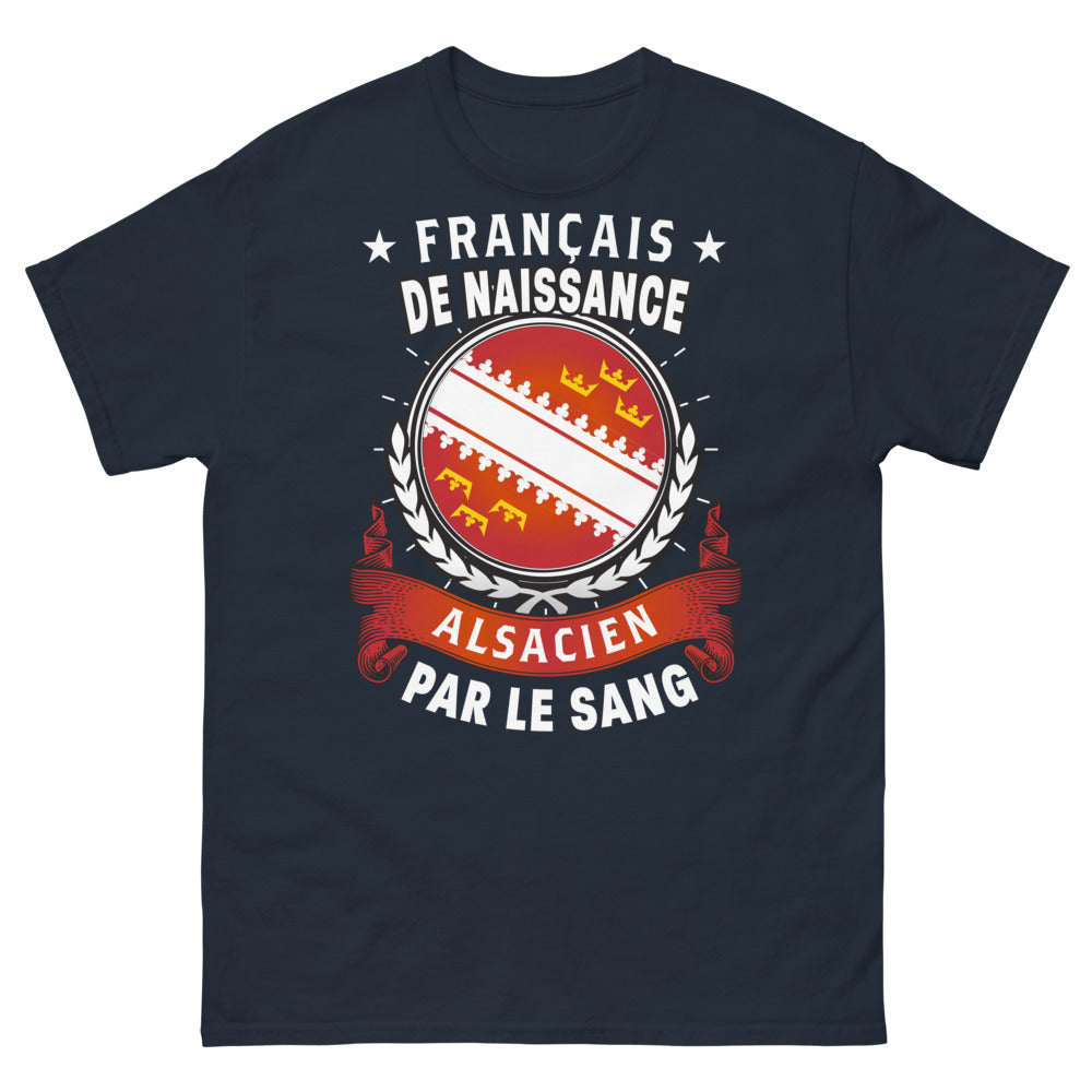 T-shirt Alsace bleu marine - Français de naissance, Alsacien de cœur