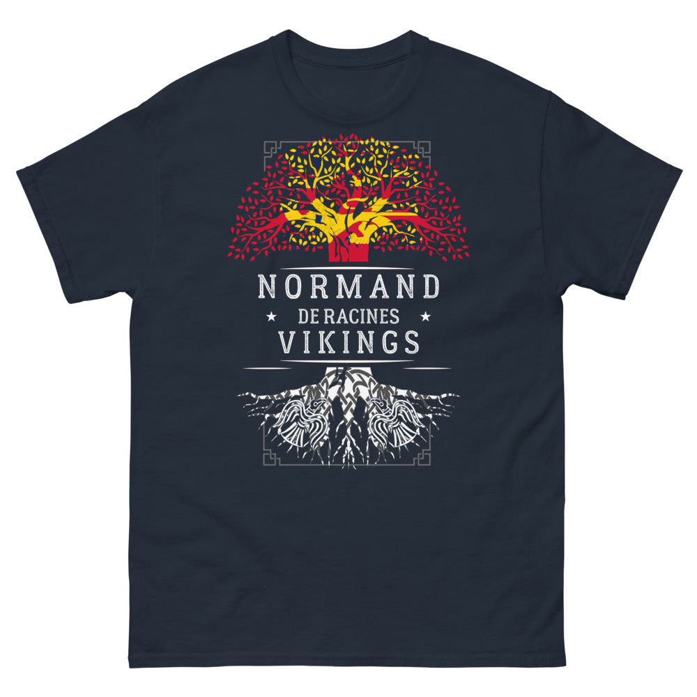 T-shirt Normands racines vikings bleu marine - humour viking