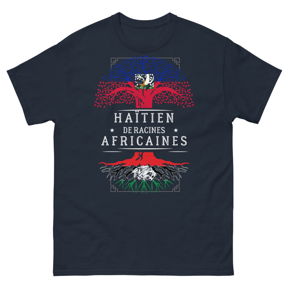 T-shirt Haïti bleu marine - Haïtien de racines africaines