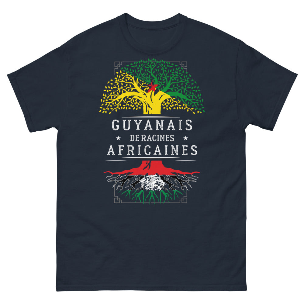 T-shirt Guyanais de racines africaines bleu marine - sombre et fier