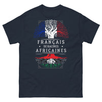Thumbnail for T-shirt Français de Racines Africaines bleu marine - édition sombre