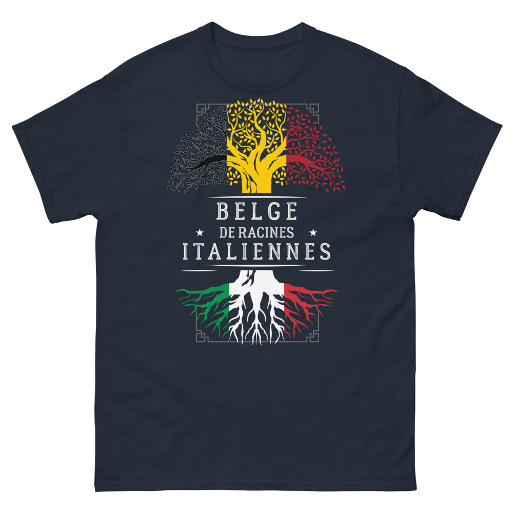 T-shirt Belge racines italiennes bleu marine - Belge de racines italiennes