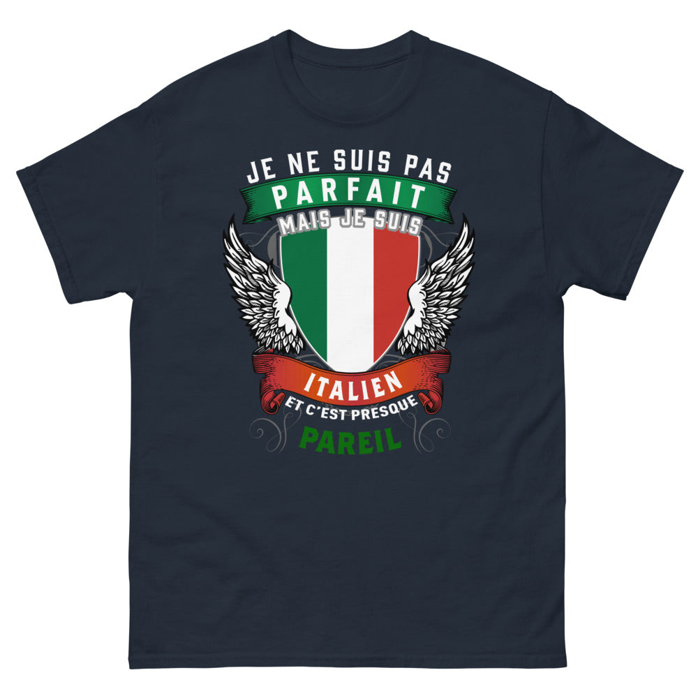 T-shirt Italie bleu marine - Je ne suis pas parfait, Italien presque pareil
