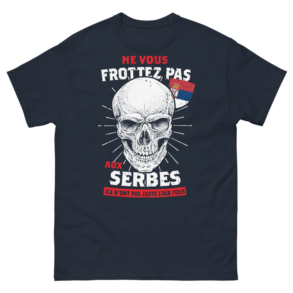 T-shirt Serbe bleu marine - Ne vous frottez pas, fous mais charmants
