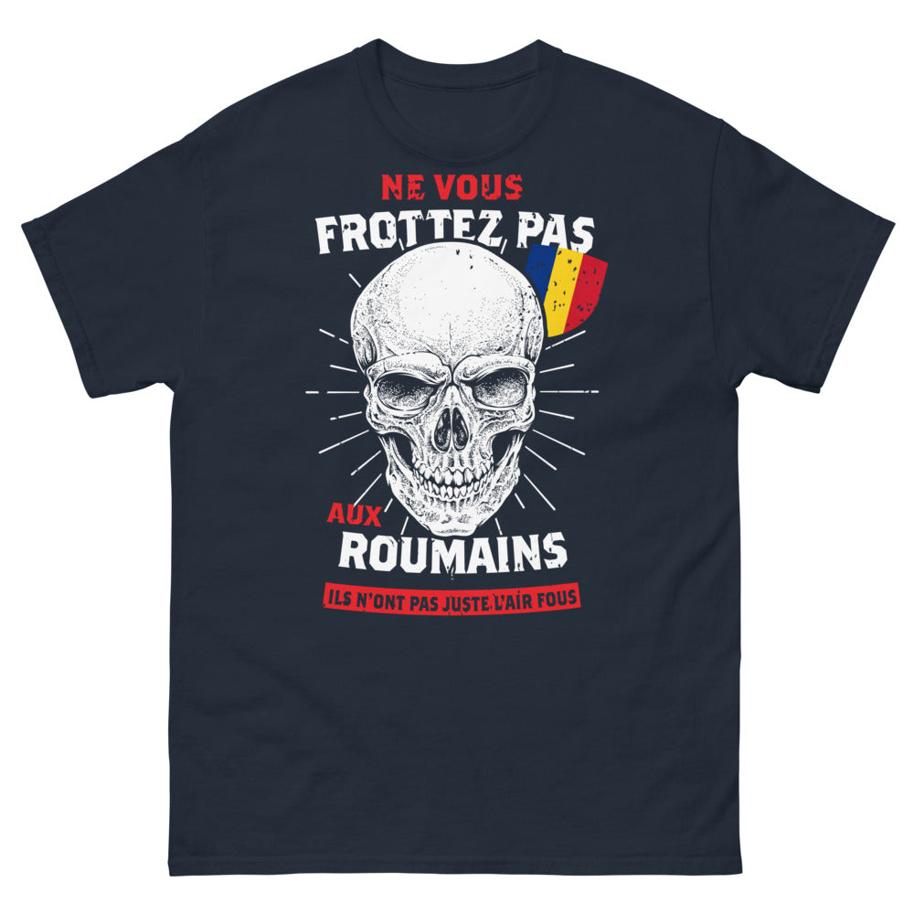 T-shirt Roumanie marine - Ne vous frottez pas aux Roumains