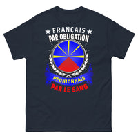 Thumbnail for T-shirt Réunion bleu marine - Réunionnais par obligation, Français par le sang
