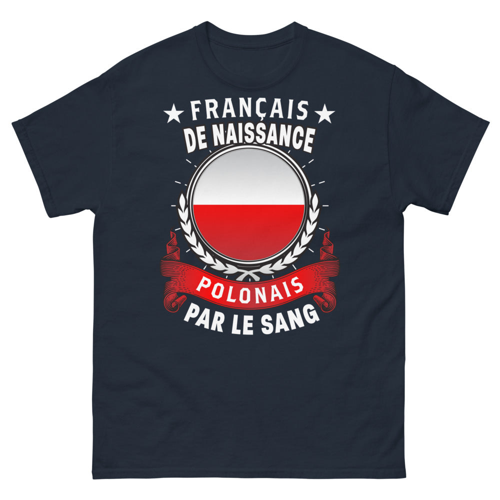 T-shirt Pologne bleu marine - Français de naissance, polonais par le sang