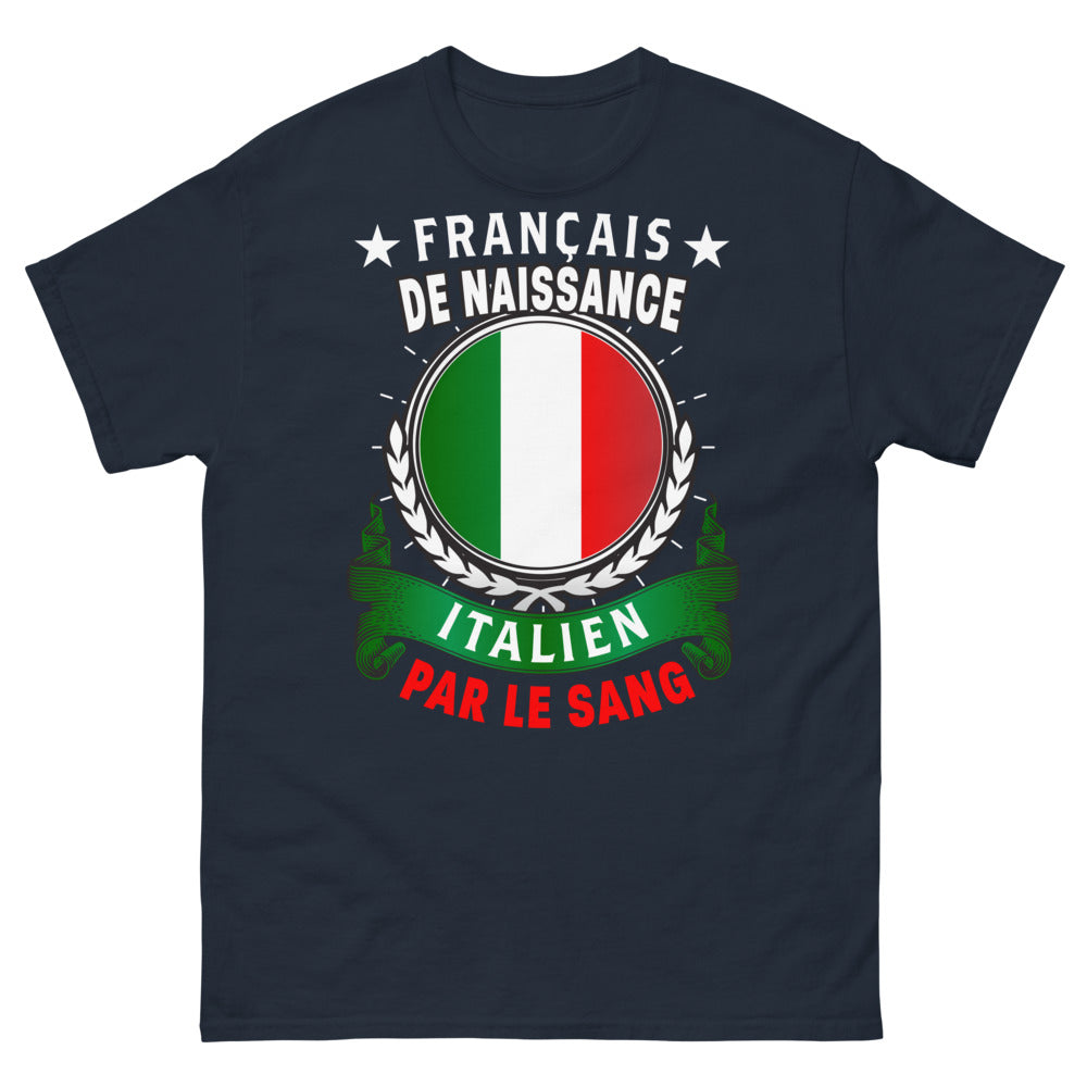 T-shirt franco-italien bleu marine - Français de naissance, Italien par le sang