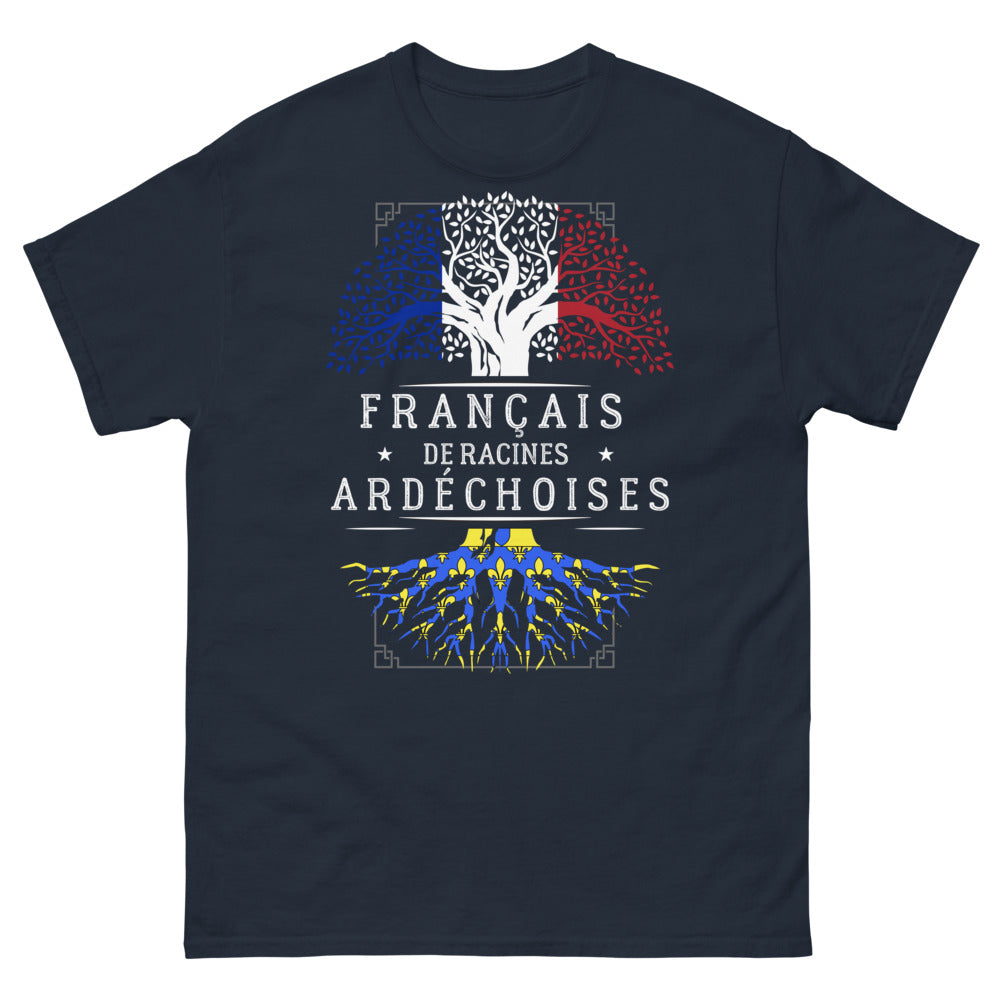 T-shirt Ardèche marine - Français de racines ardéchoises
