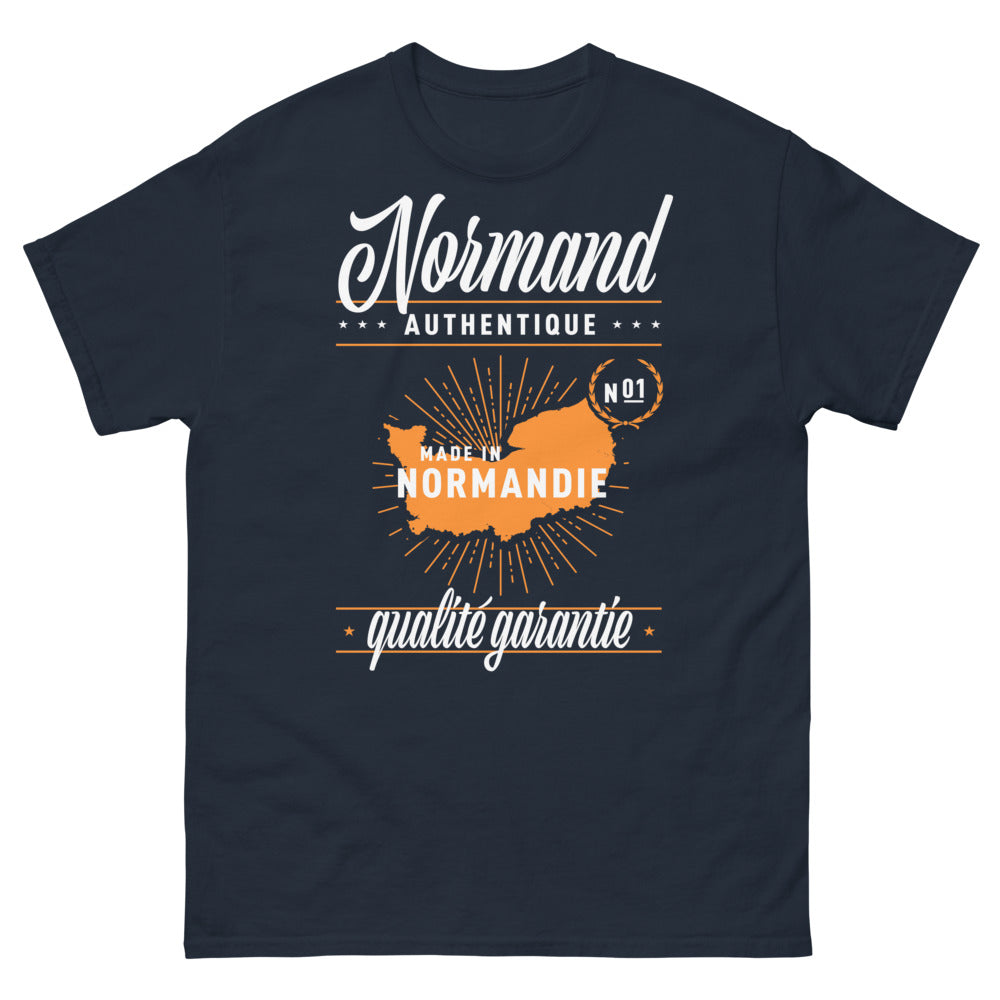 T-shirt Normandie bleu marine - Authentiquement Normand, Qualité Garantie