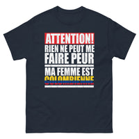 Thumbnail for T-shirt Colombienne bleu marine - Rien ne peut me faire peur, ma femme est Colombienne