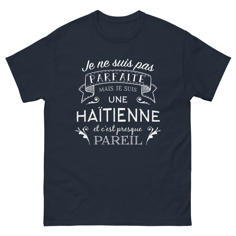T-shirt Haïti bleu marine - Je ne suis pas parfaite, Haïtienne
