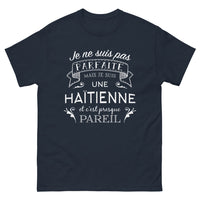 Thumbnail for T-shirt Haïti bleu marine - Je ne suis pas parfaite, Haïtienne