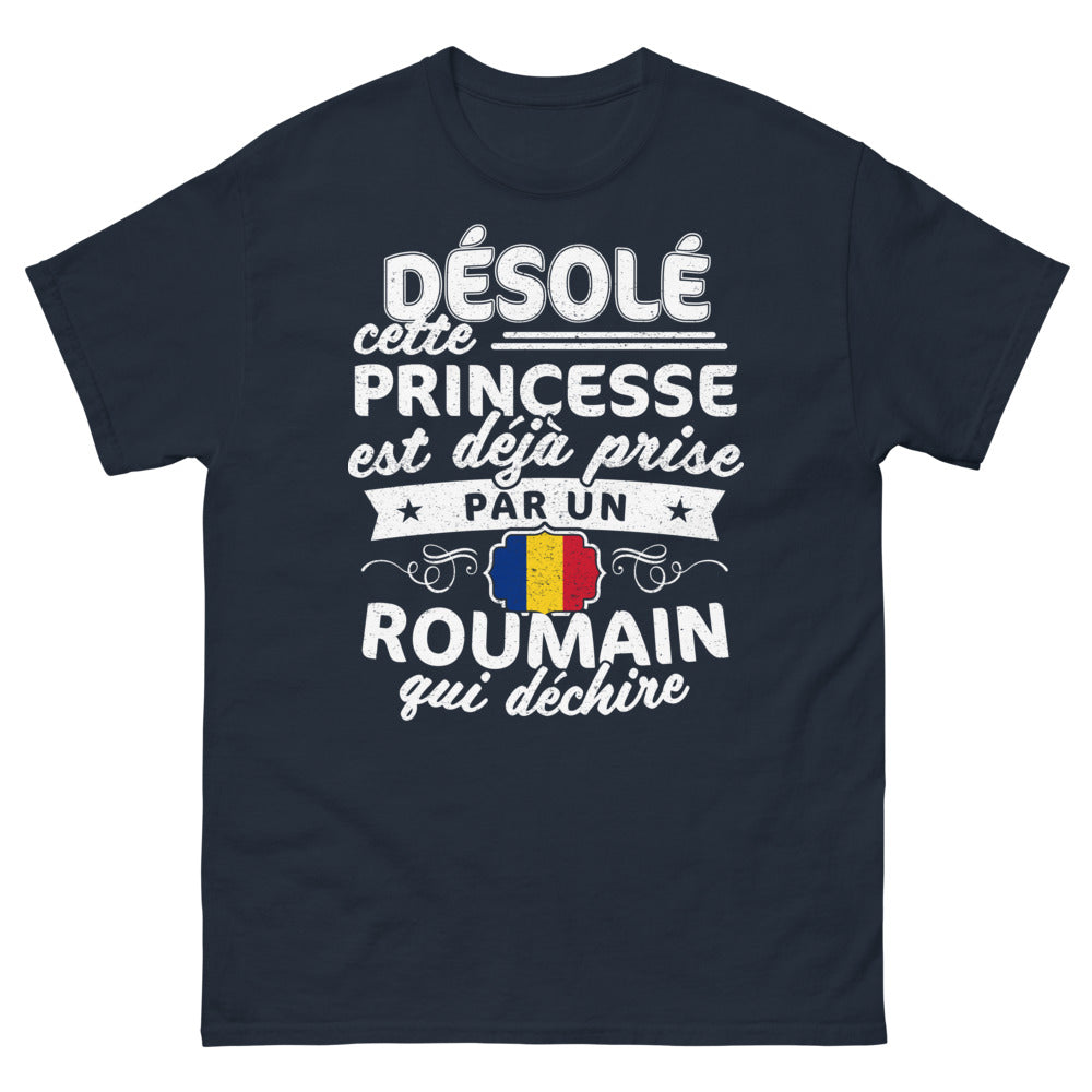 T-shirt Roumanie bleu marine - Cette princesse déjà prise par un Roumain
