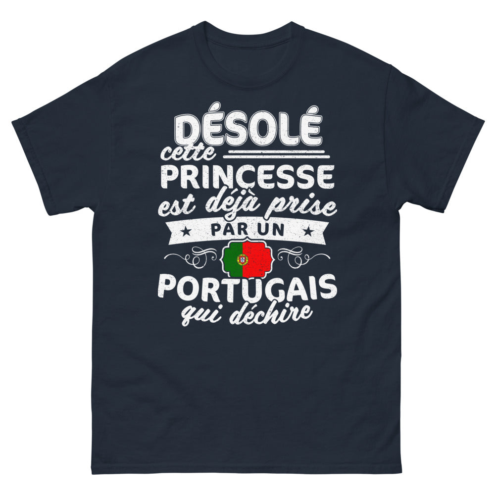 T-shirt Portugais bleu marine - Princesse déjà prise par un Portugais