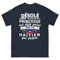 Thumbnail for T-shirt Haïtien bleu marine - princesse déjà prise par un Haïtien qui déchire